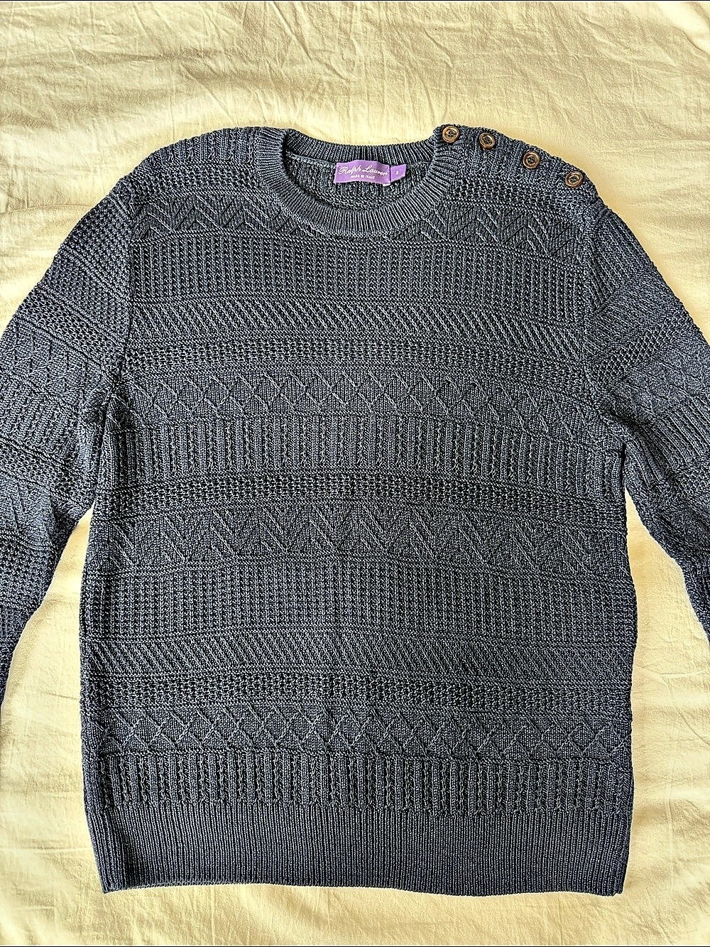 Ralph Lauren Textured Silk-Cotton Sweater in Gray